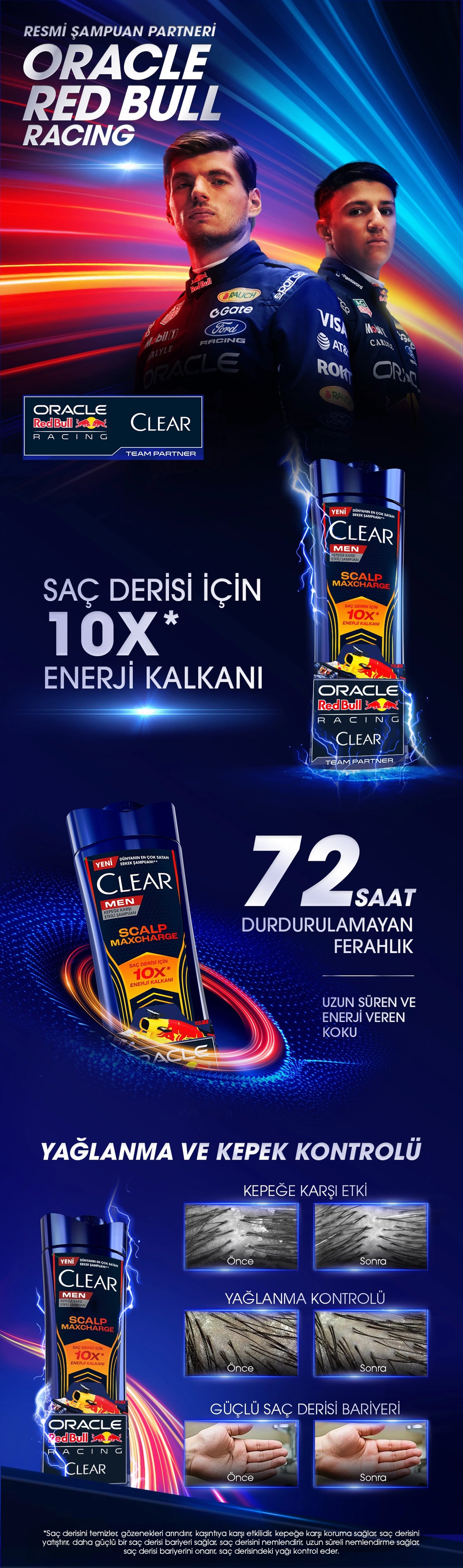 Clear Men Effective Shampoo Against Dandruff Scalp Maxcharge Oracle Red Bull Racing 330 ml