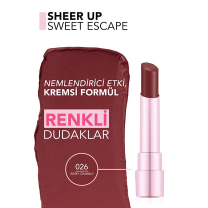 Flormar Sheer Up Sweet Escape Glossy Finish Lipstick 026 Berry Crumble