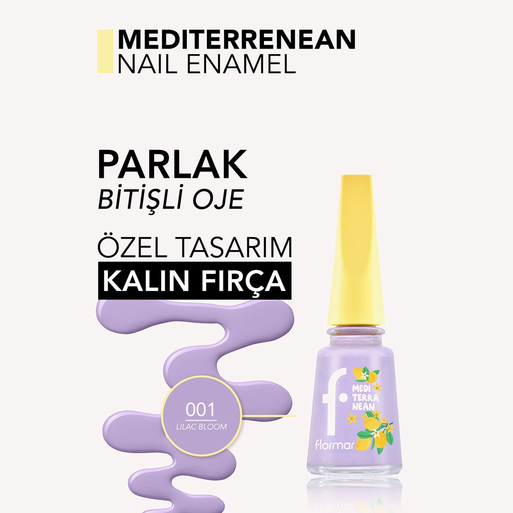 Flormar Mediterranean Intense Pigment Shiny Finish Nail Polish 001 Lilac Bloom
