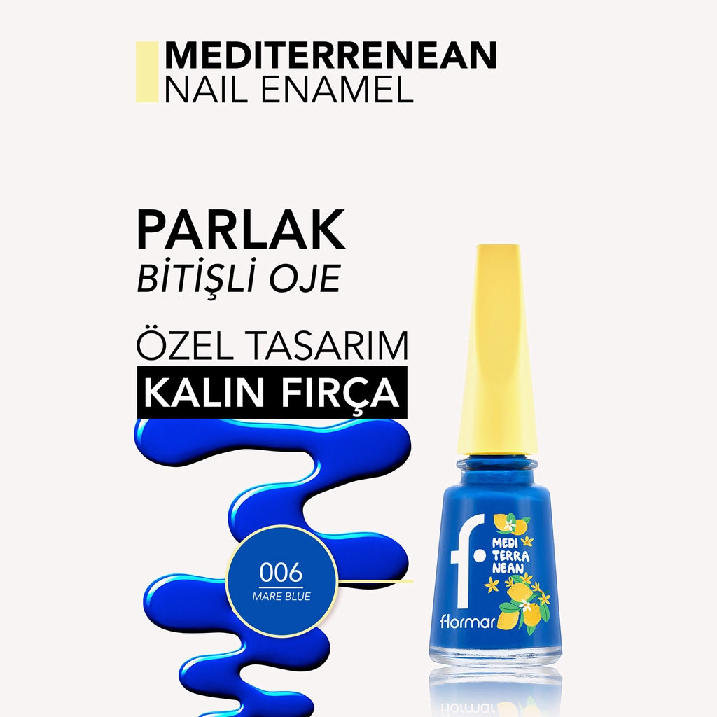 Flormar Mediterranean Intense Pigment Shiny Finish Nail Polish 006 Mare Blue