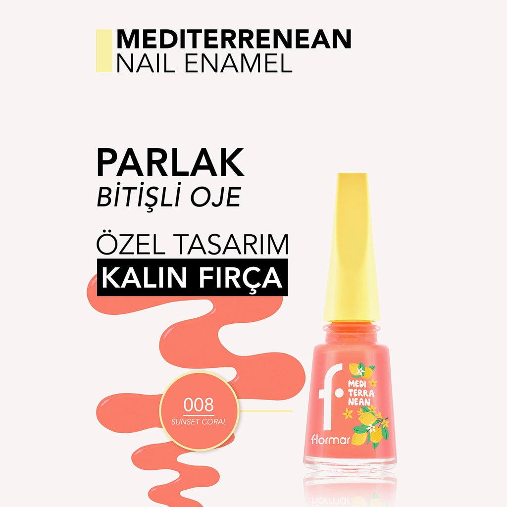 Flormar Intense Mediterranean Pigment Glossy Finish Nail Polish 008 Sunset Coral