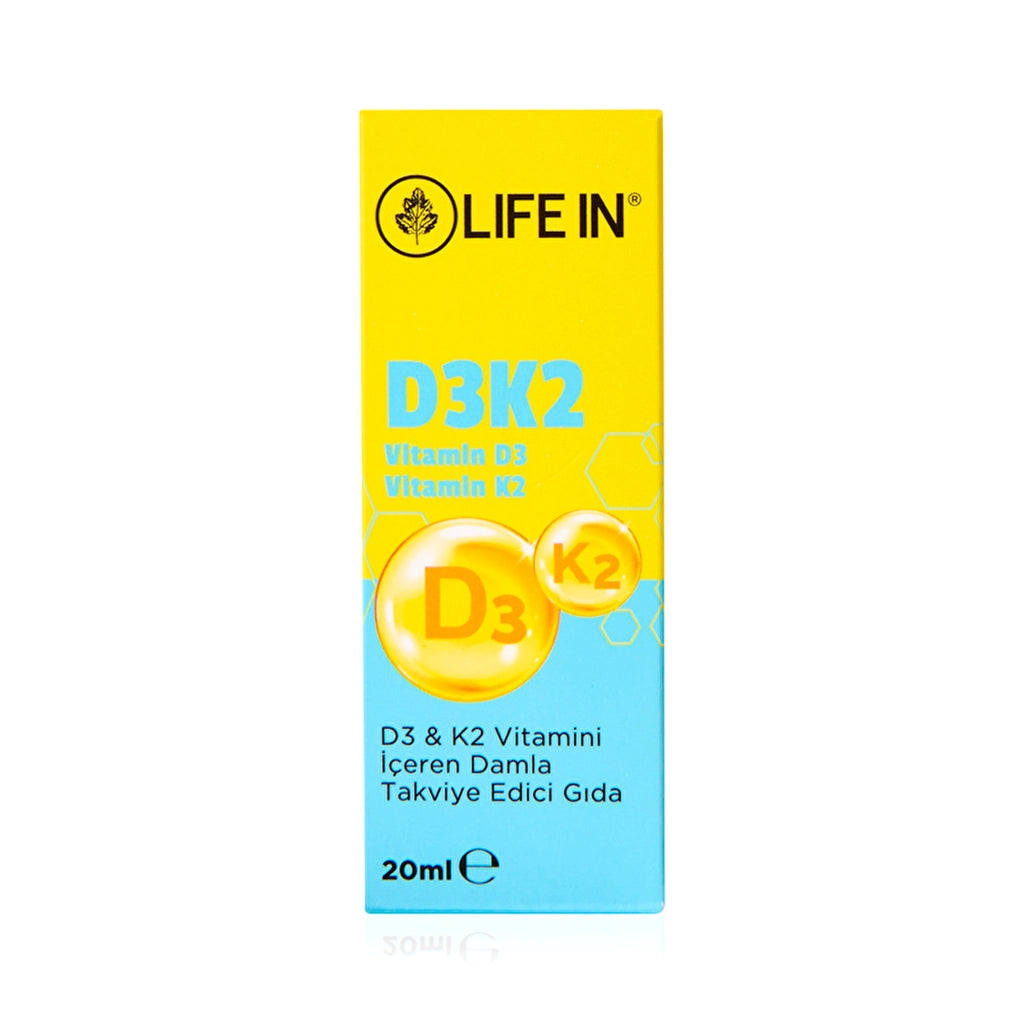 Life In Drops Containing Vitamin D3 + K2 Food Supplement 20 ml