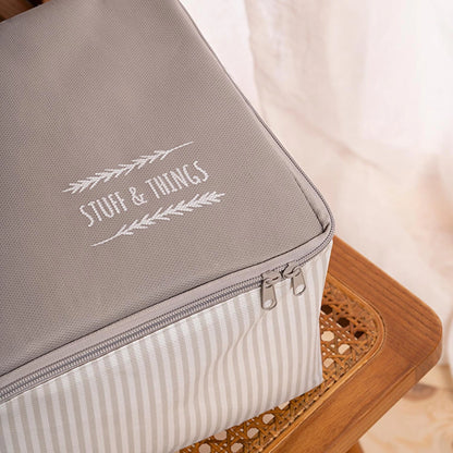 Ocean Home Medium Gray Striped Stuff &amp; Things Bag 52 x 28 x 21 cm