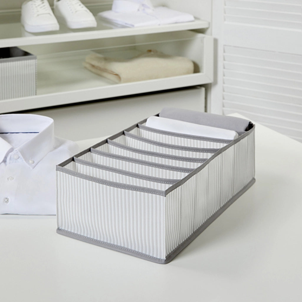 Ocean Home 7-Compartment Gray Striped Drawer Organizer 22 x 41.5 x 12 cm