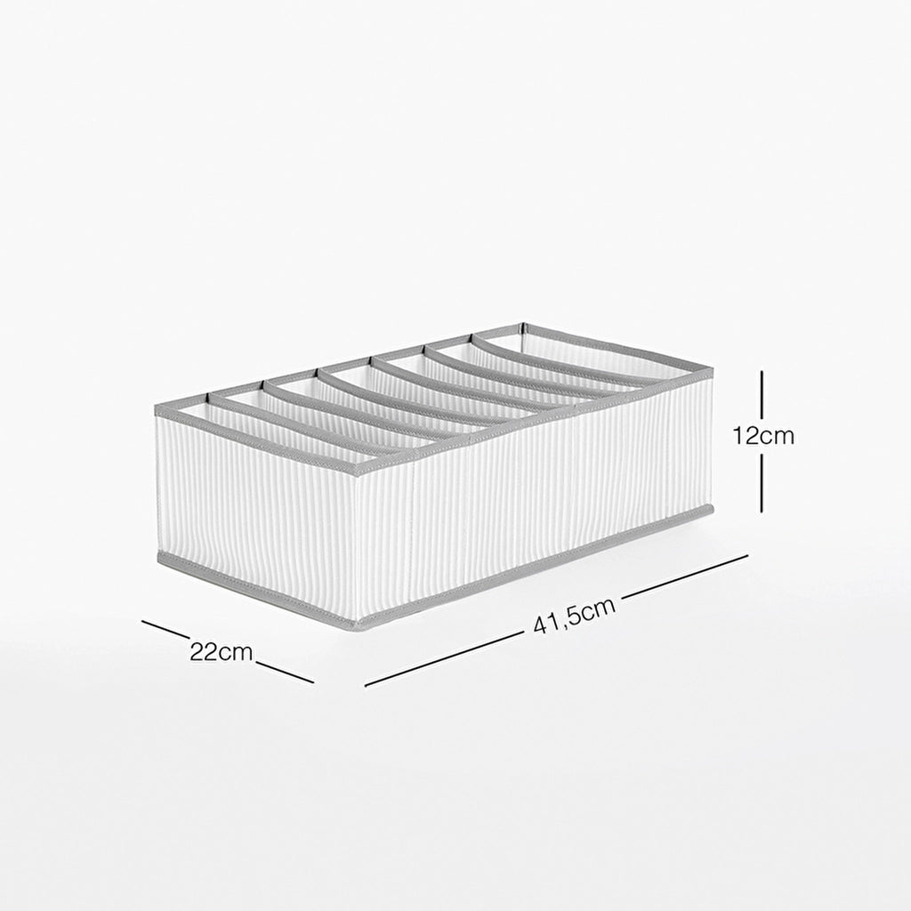 Ocean Home 7-Compartment Gray Striped Drawer Organizer 22 x 41.5 x 12 cm