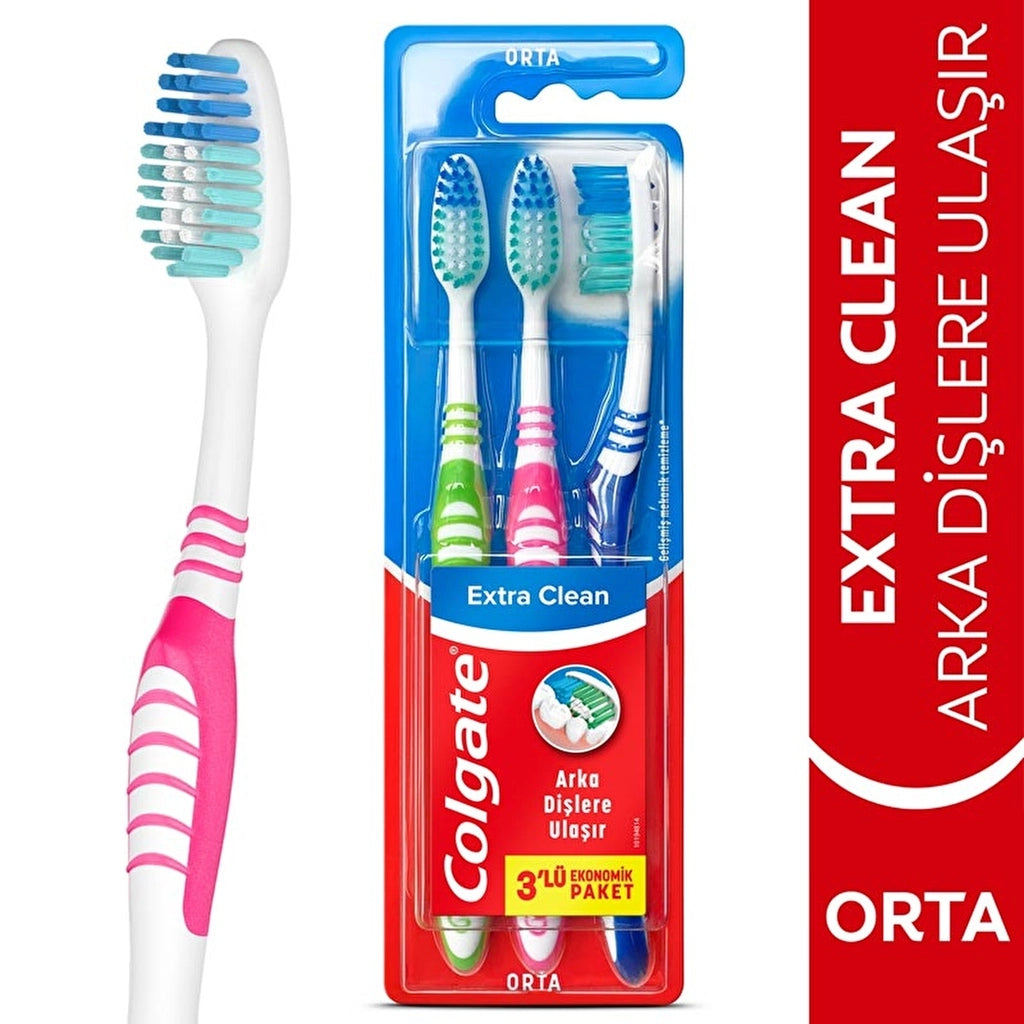 Colgate Extra Clean Medium Toothbrush 2+1