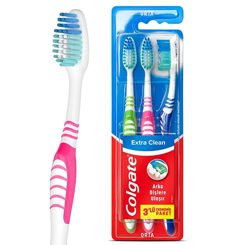 Colgate Extra Clean Medium Toothbrush 2+1