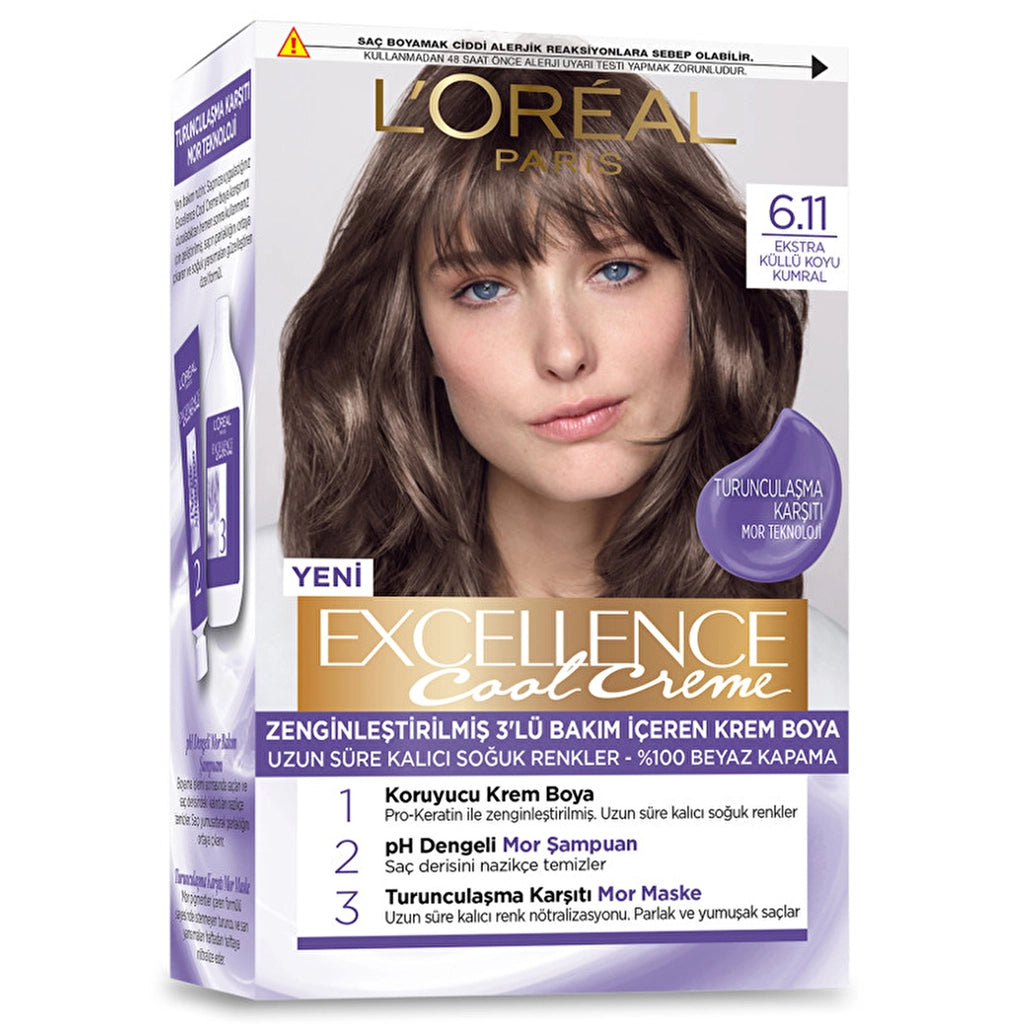 Loreal Paris Excellence Cool Creme Hair Dye 4.11 Extra Ashy Brown