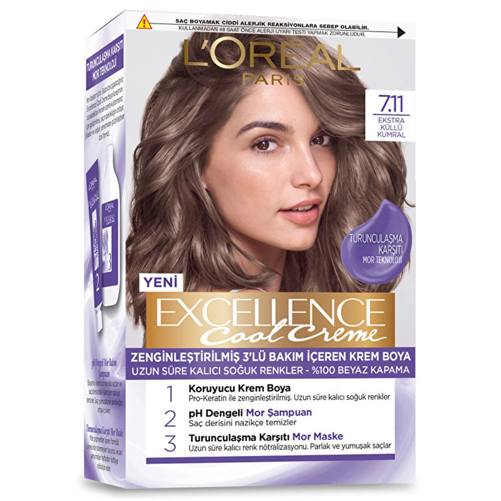 Loreal Paris Excellence Cool Creme Hair Dye 7.11 Extra Ashy Auburn