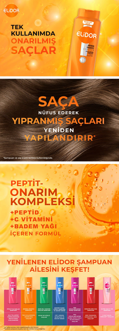 Elidor Superblend Hair Care Shampoo Instant Repair Care Vitamin C Keratin Ceramide 650 ml