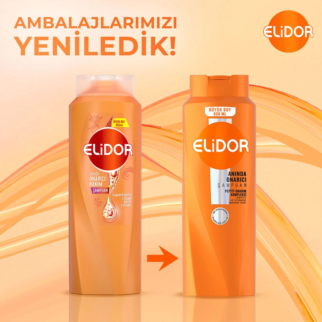 Elidor Superblend Hair Care Shampoo Instant Repair Care Vitamin C Keratin Ceramide 650 ml