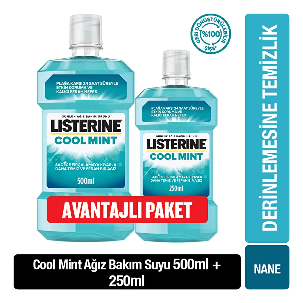 Listerine Cool Mint Oral Care Water 500 ml + 250 ml