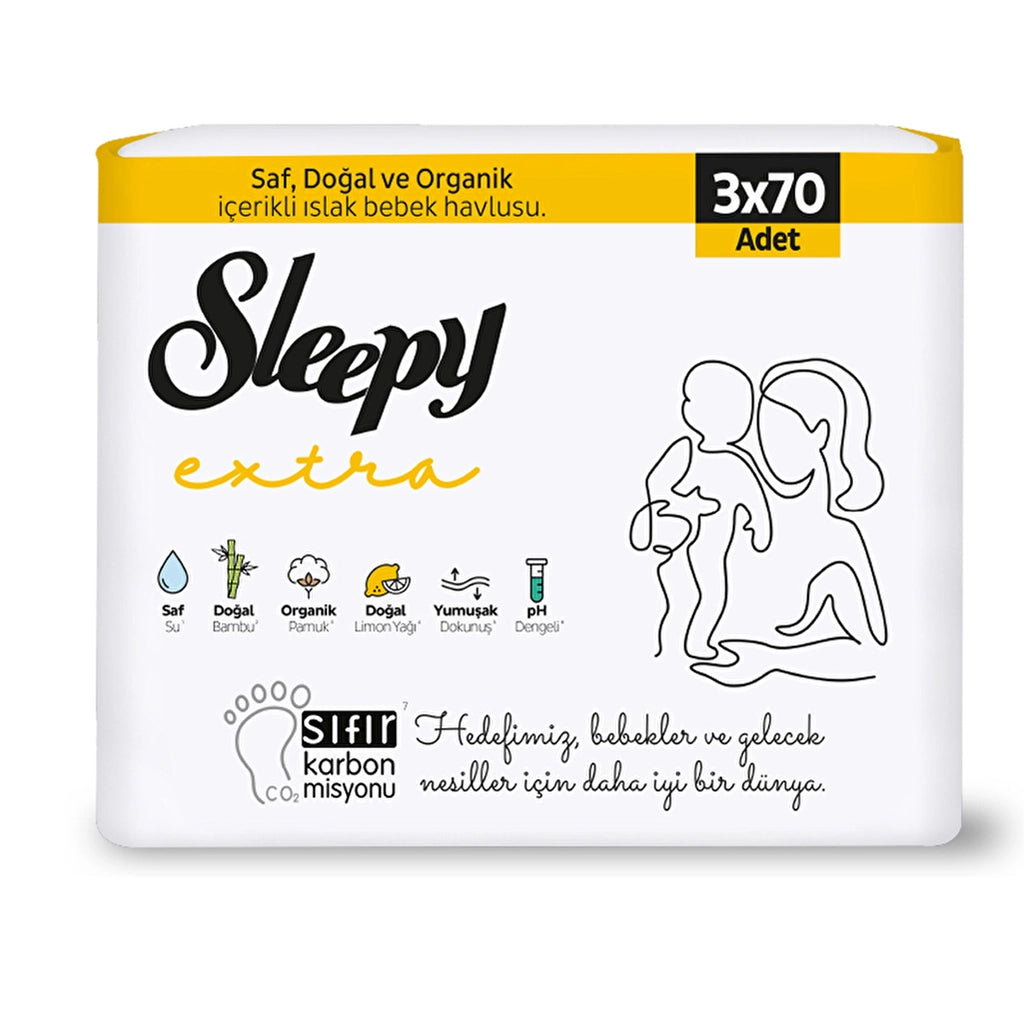 Sleepy Extra Baby Wet Towel 3 x 70 Pieces