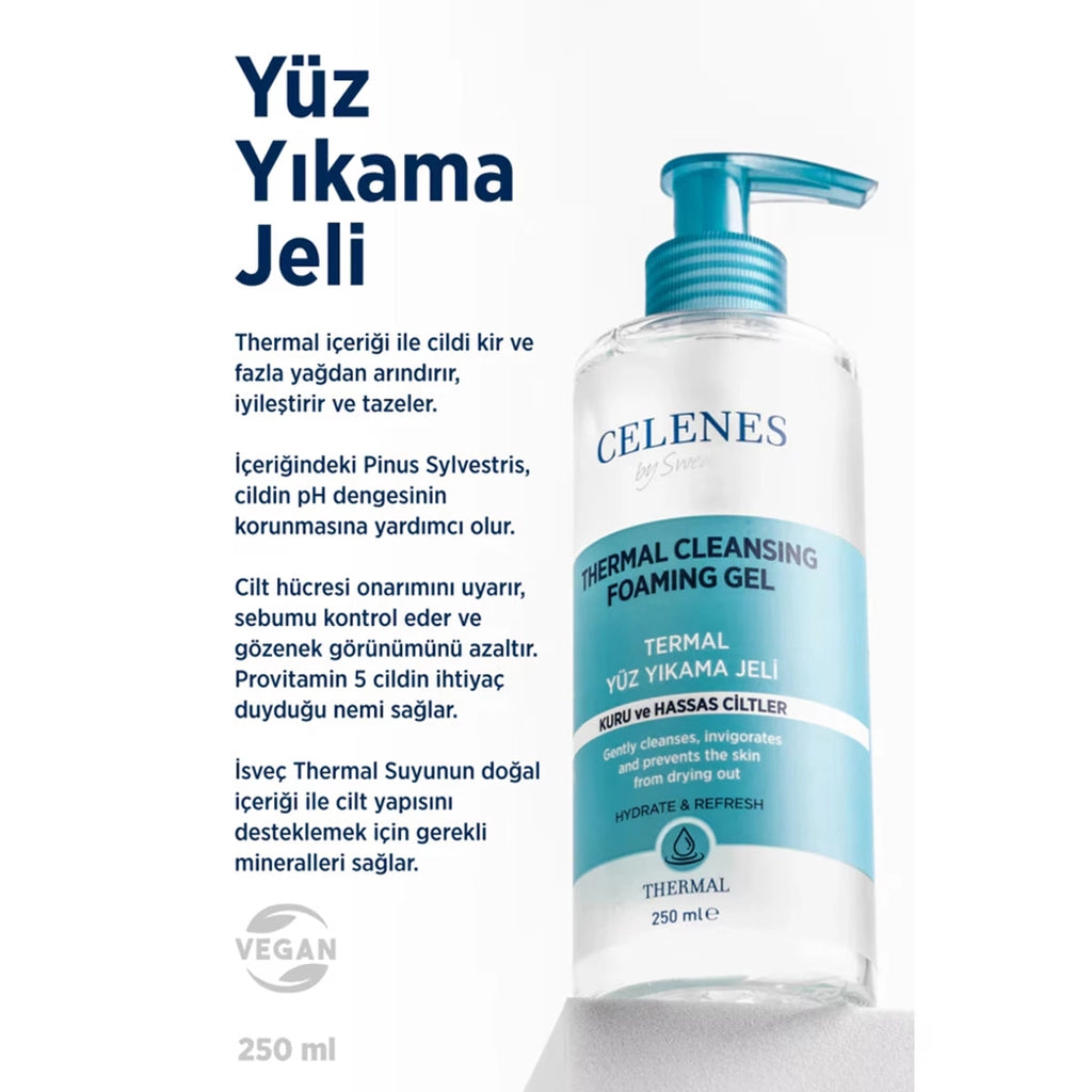 Celenes Thermal Moisturizing and Revitalizing Facial Cleansing Gel Dry and Sensitive Skin 250 ml