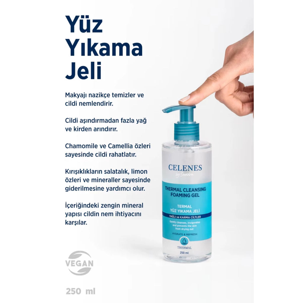 Celenes Thermal Moisturizing and Revitalizing Facial Cleansing Gel for Oily and Combination Skin 250 ml
