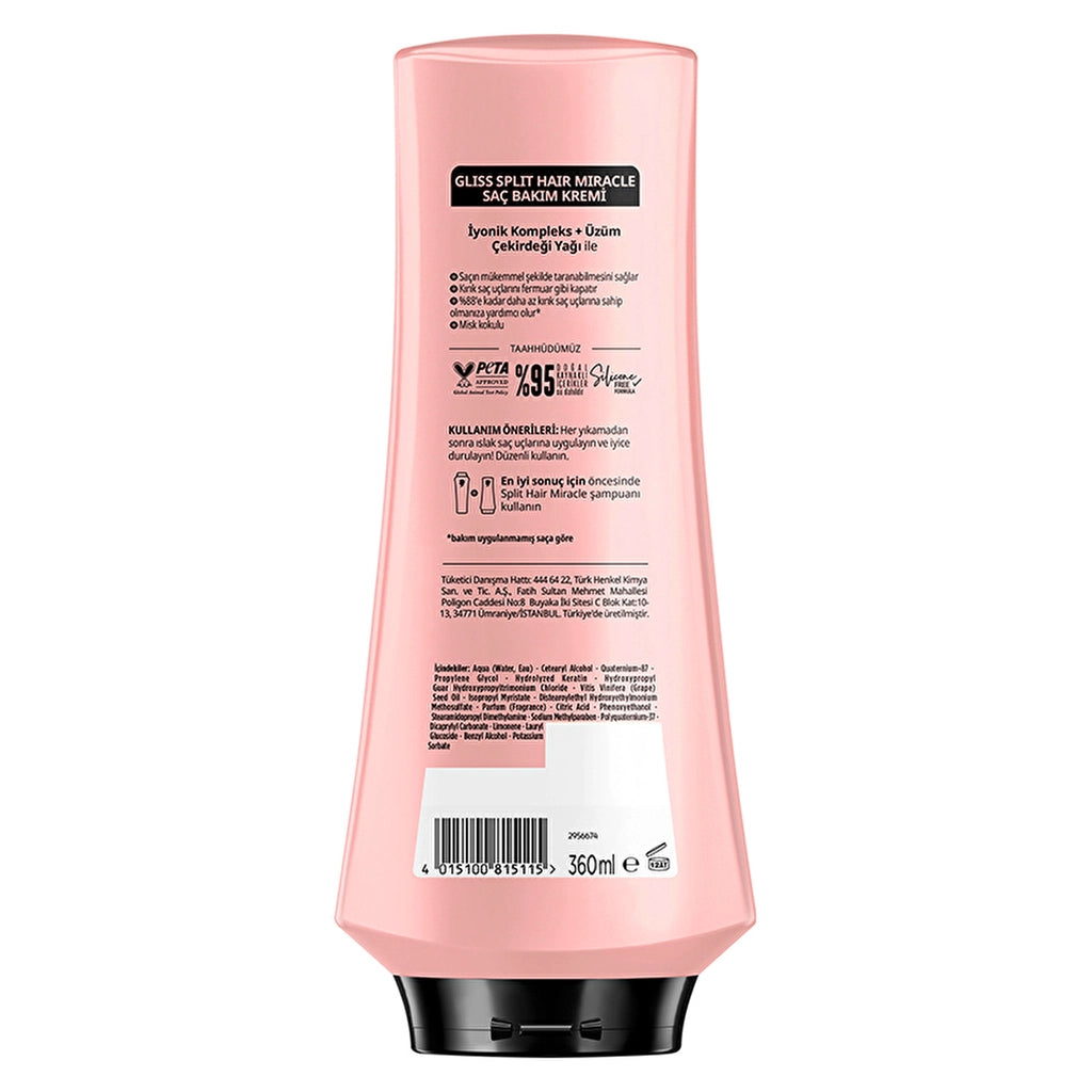 Gliss Split Hair Miracle Split End Sealing Conditioner - Ionic Complex and Grape Seed
