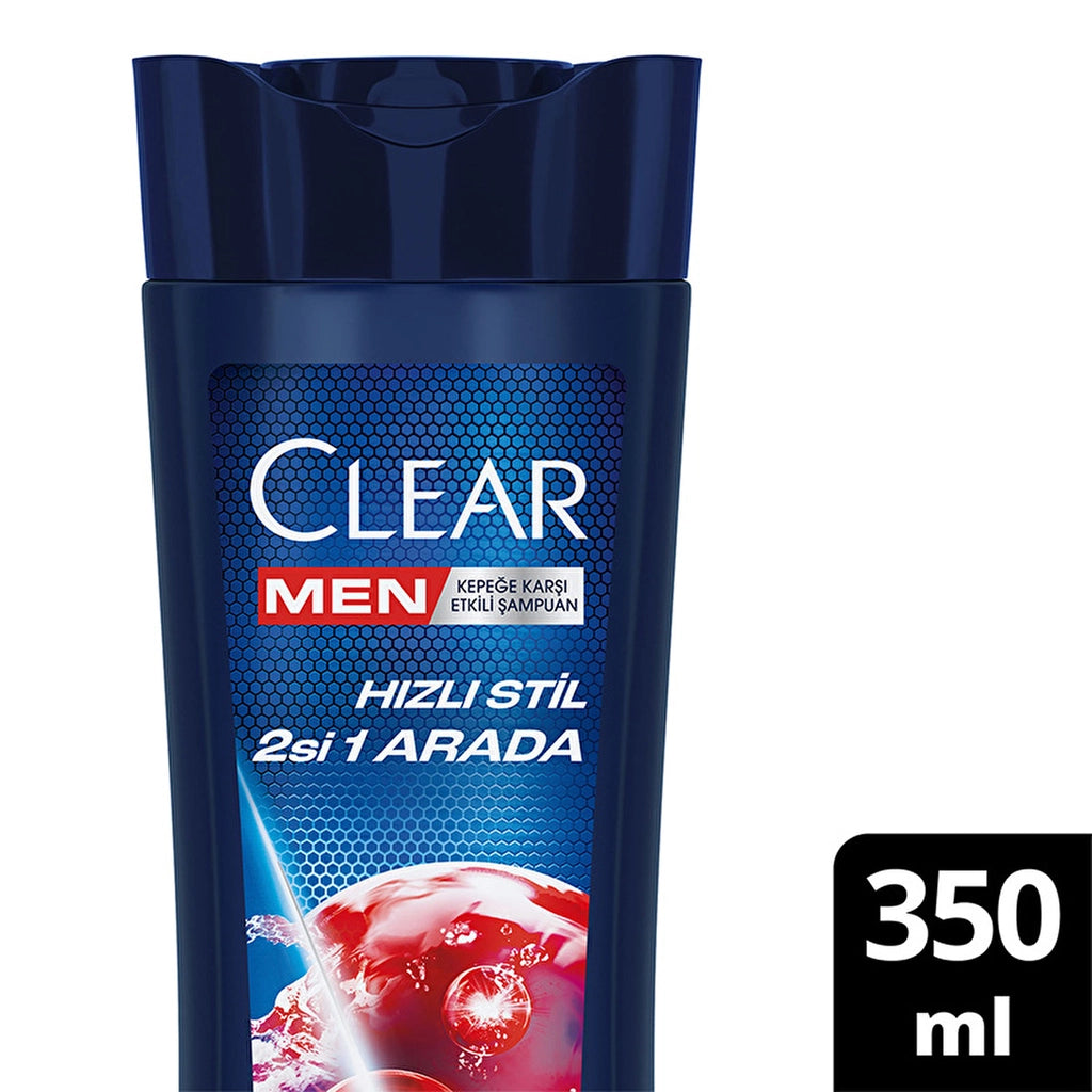 Clear Men Effective Shampoo Against Dandruff Quick Style 2 in 1 Easily Shapeable Hair 350 ml