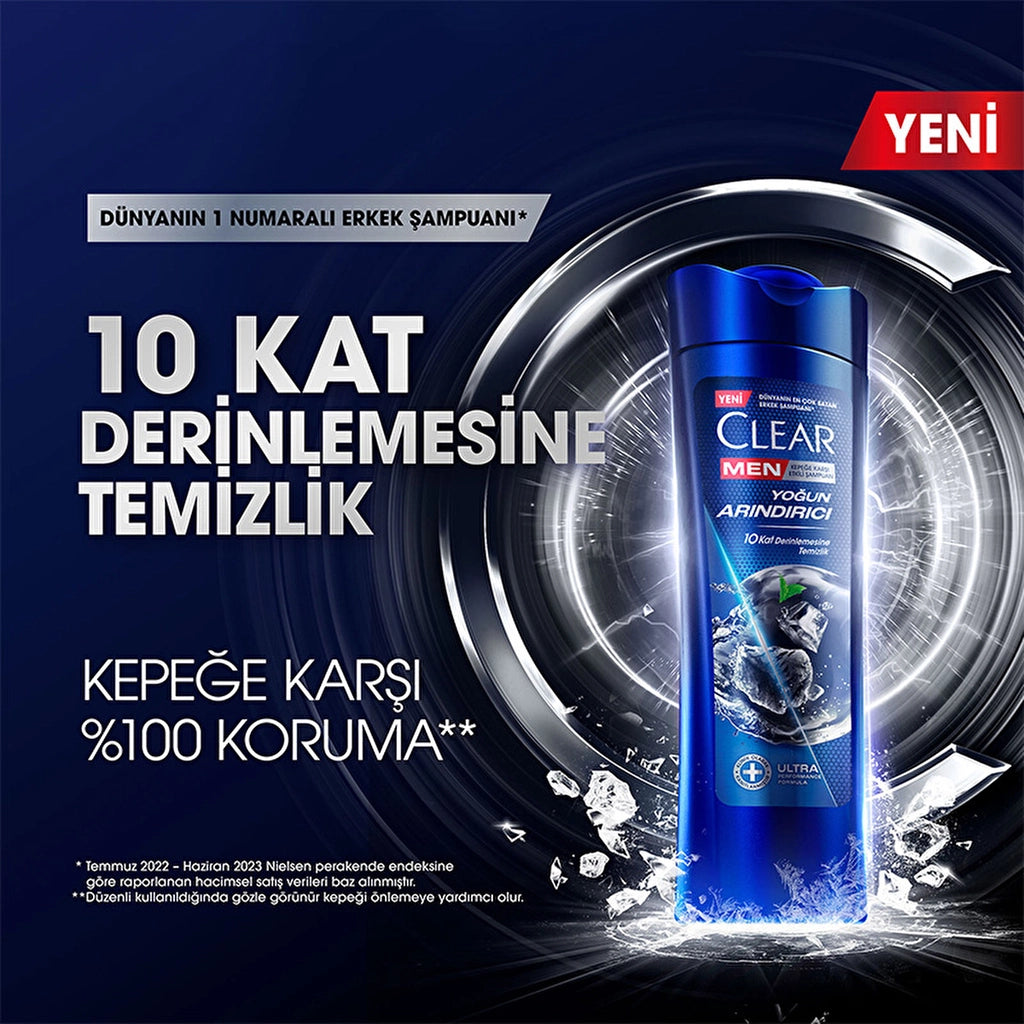 Clear Men Effective Anti-Dandruff Shampoo with Intensive Purifying Charcoal 350 ml