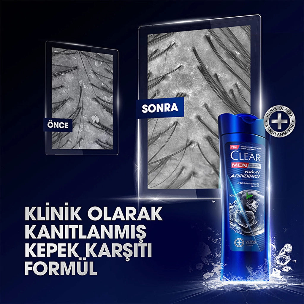 Clear Men Effective Anti-Dandruff Shampoo with Intensive Purifying Charcoal 350 ml