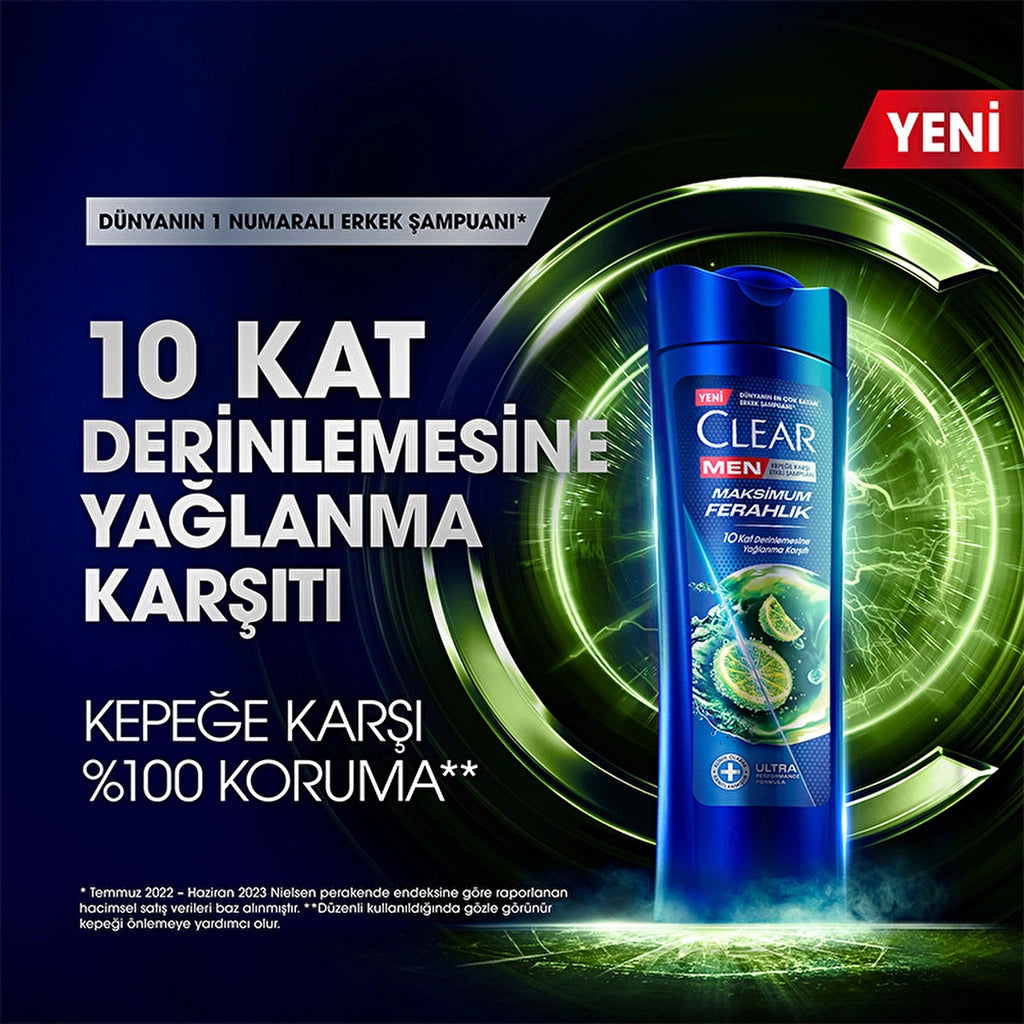Clear Men Anti-Dandruff Shampoo Maximum Freshness with Lemon Extract for Oily Scalp 350 ml