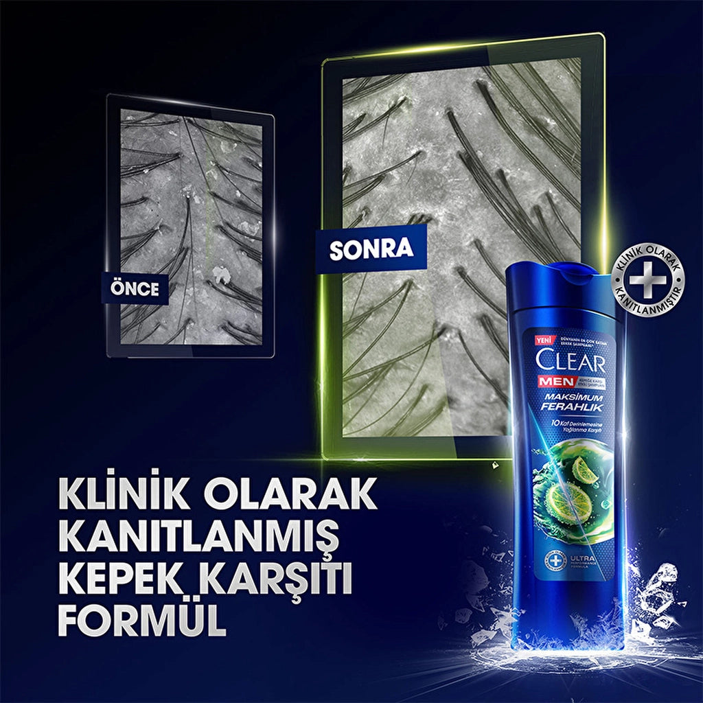 Clear Men Anti-Dandruff Shampoo Maximum Freshness with Lemon Extract for Oily Scalp 350 ml