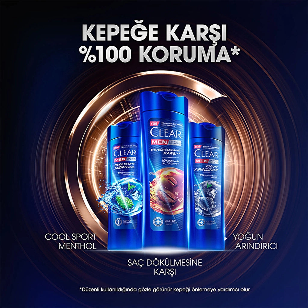 Clear Men Effective Shampoo Against Dandruff Coffee Bean Extract Against Hair Loss 350 ml