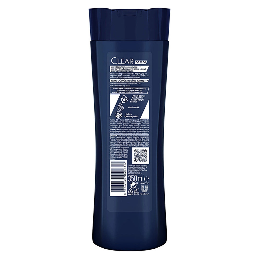 Clear Men Effective Shampoo Against Dandruff Coffee Bean Extract Against Hair Loss 350 ml