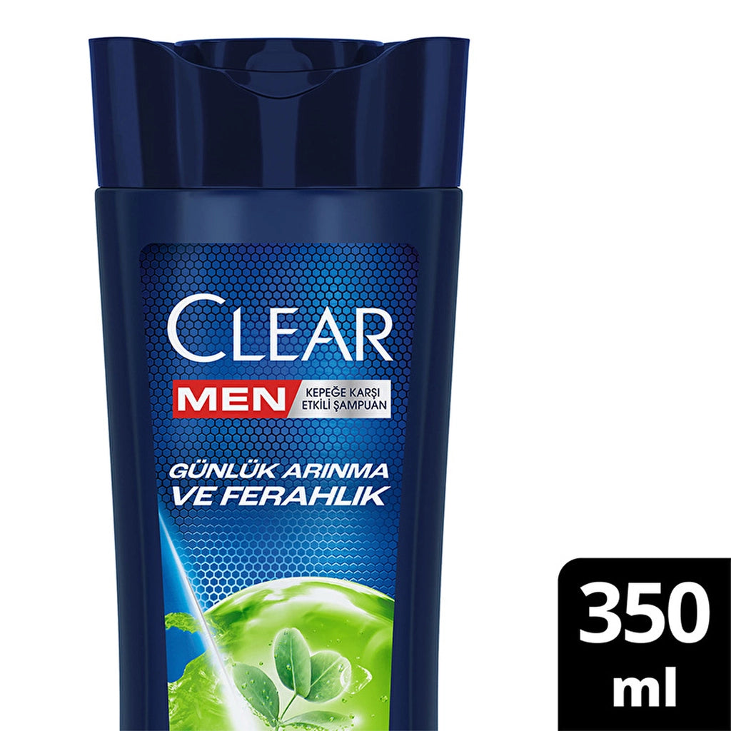 Clear Men Effective Shampoo Against Dandruff Daily Purification and Refreshment Cedar Tree and Eucalyptus Extracts 350 ml