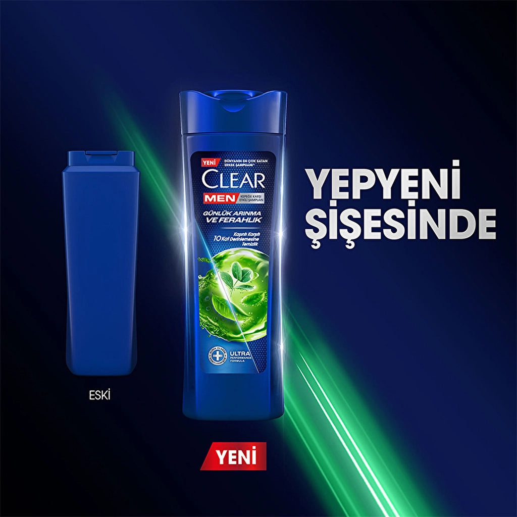 Clear Men Effective Shampoo Against Dandruff Daily Purification and Refreshment Cedar Tree and Eucalyptus Extracts 350 ml