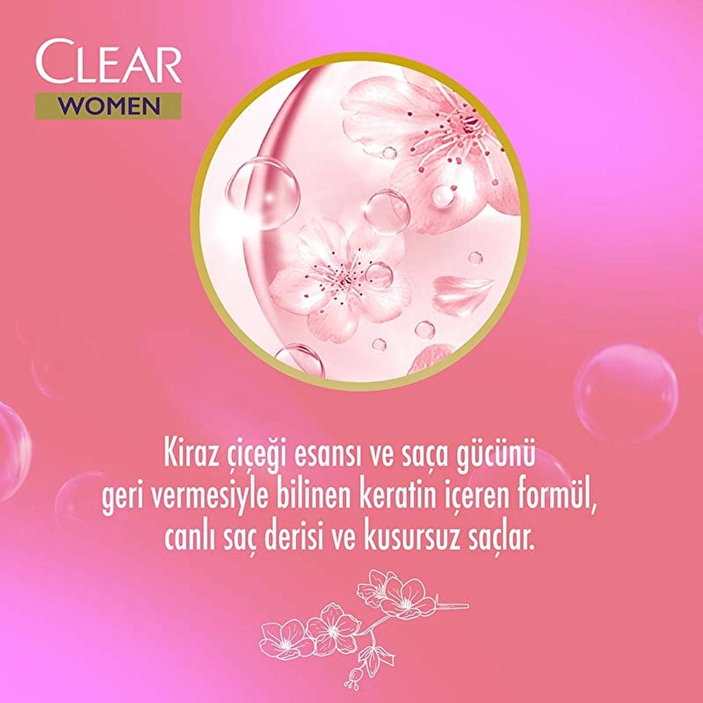 Clear Women Anti-Dandruff Shampoo Soft Shiny Cherry Blossom Essence &amp; Keratin 350 ml