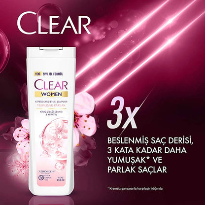 Clear Women Anti-Dandruff Shampoo Soft Shiny Cherry Blossom Essence &amp; Keratin 350 ml