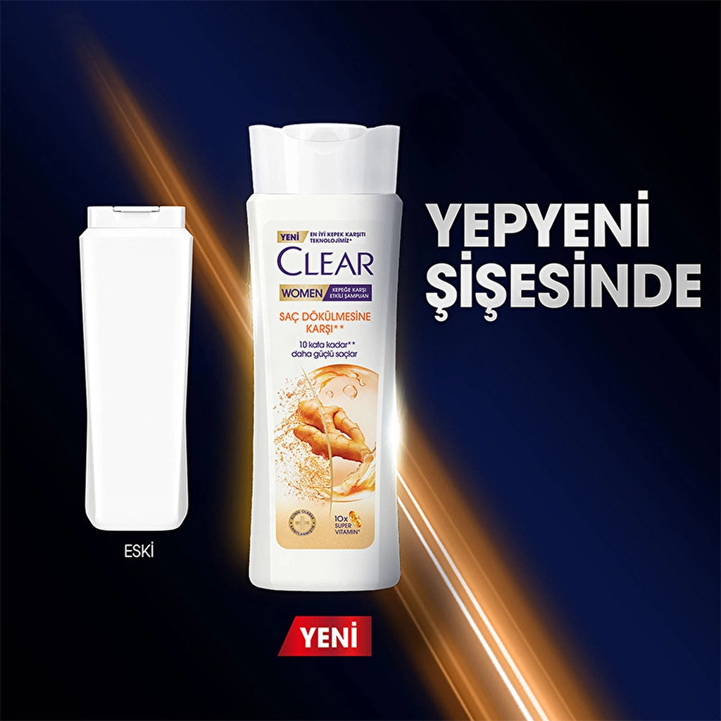 Clear Women Effective Shampoo Against Dandruff Ginger Extract Against Hair Loss 350 ml