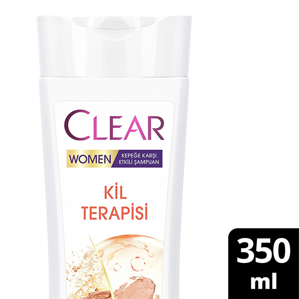 Clear Women Effective Shampoo Against Dandruff Clay Therapy Purified and Soft Hair 350 ml