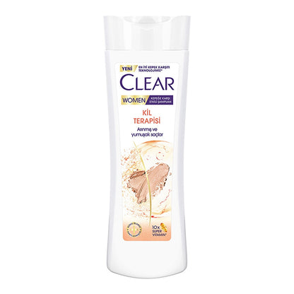 Clear Women Effective Shampoo Against Dandruff Clay Therapy Purified and Soft Hair 350 ml