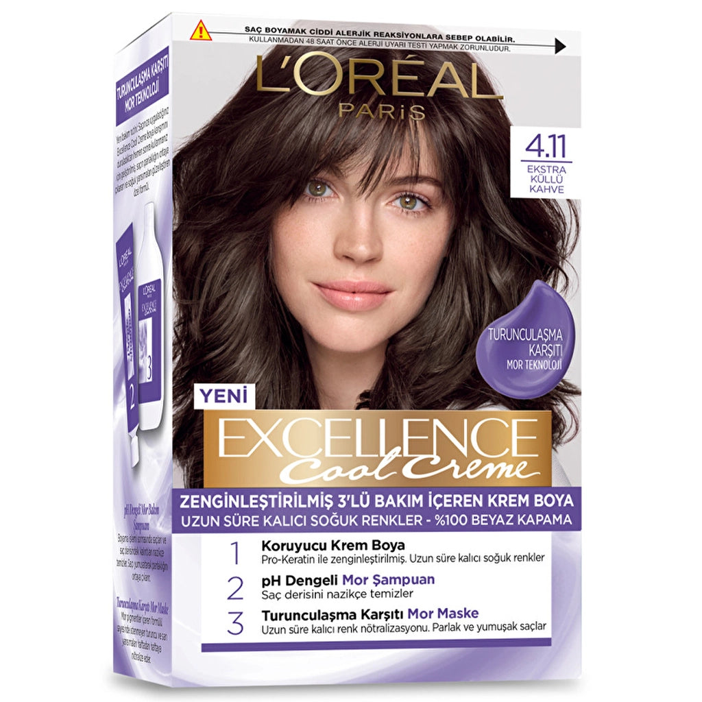 Loreal Paris Excellence Cool Creme Hair Dye 4.11 Extra Ashy Brown
