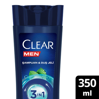 Clear Men 3 in 1 Shampoo &amp; Shower Gel Refreshing Menthol 350 ml