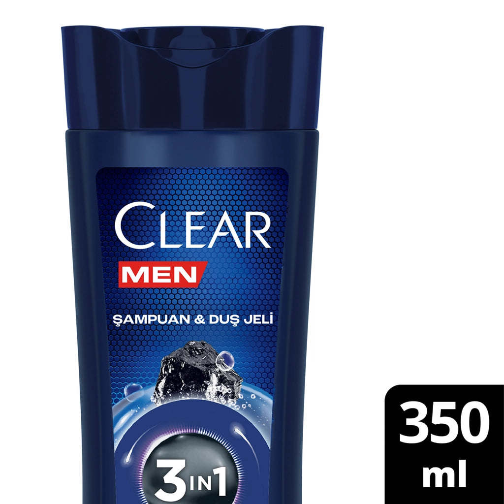 Clear Men 3 in 1 Shampoo &amp; Shower Gel Purifying Charcoal 350 ml