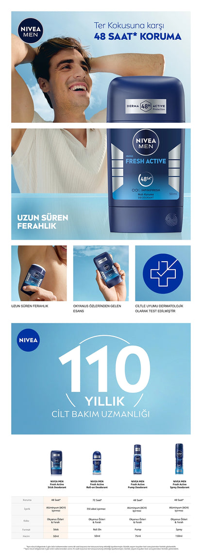 Nivea Men Male Stick Deodorant Fresh Active 50 ml