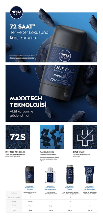 Nivea Men Male Stick Deodorant Deep Dimension 50 ml