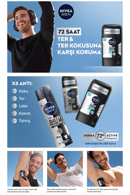 Nivea Men Male Stick Deodorant Black &amp; White Invisible Fresh 50 ml