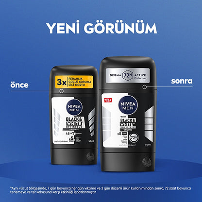 Nivea Men Male Stick Deodorant Black &amp; White Invisible Original 50 ml