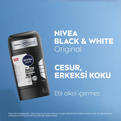 Nivea Men Male Stick Deodorant Black &amp; White Invisible Original 50 ml