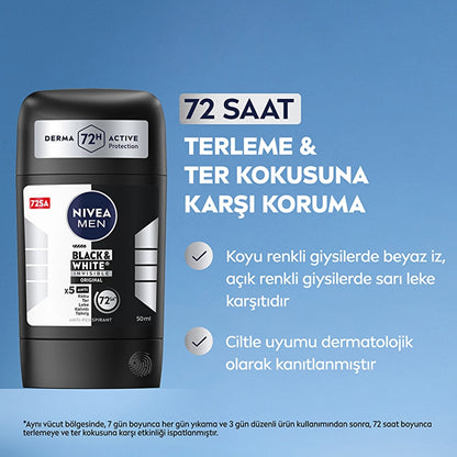 Nivea Men Male Stick Deodorant Black &amp; White Invisible Original 50 ml