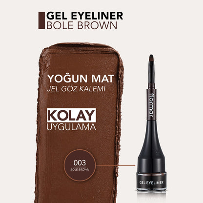 Flormar Intensely Pigmented Matte Self-Finished Brush Gel Eyeliner 003 Brown