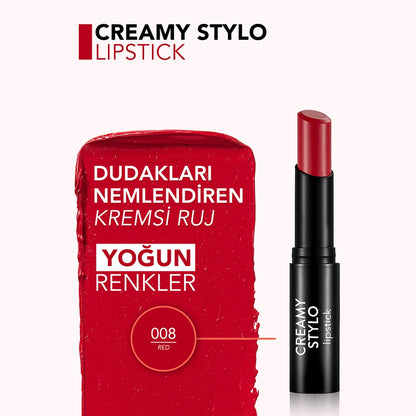 Flormar Creamy Stylo Moisturizing Effective Lipstick 008 Red