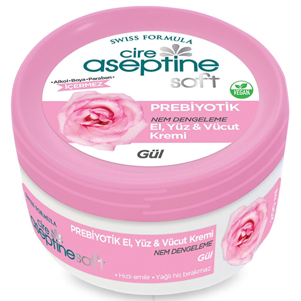 Cire Aseptine Soft Rose Extract Moisture Balancing and Nourishing Prebiotic Cream 200 ml