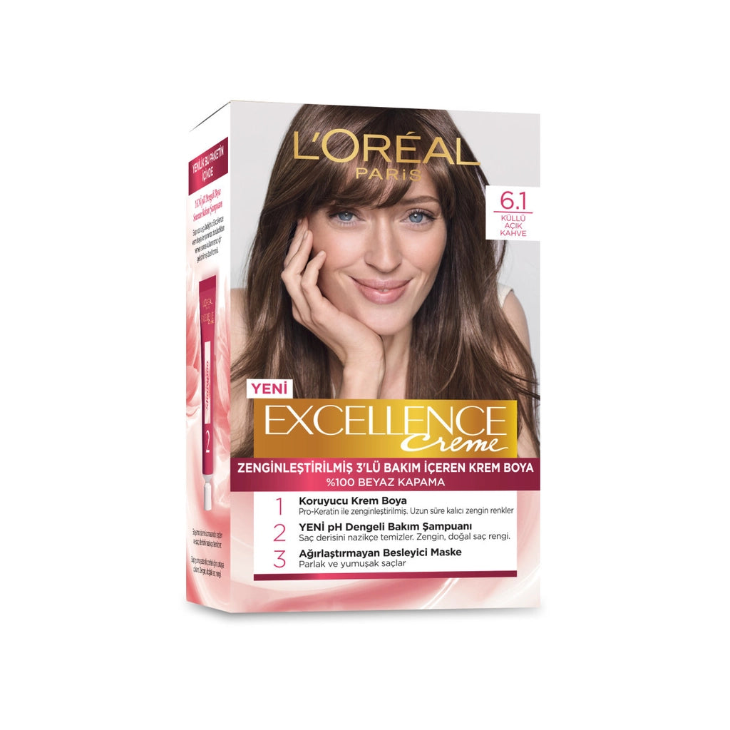 Loreal Paris Excellence Creme Hair Dye - 6.1 Ashy Light Brown