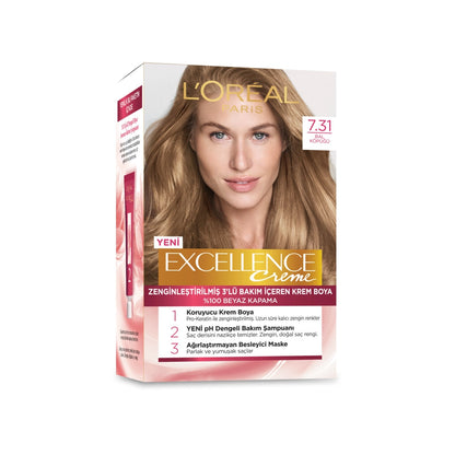 Loreal Paris Excellence Creme Hair Dye - 7.31 Honey Foam