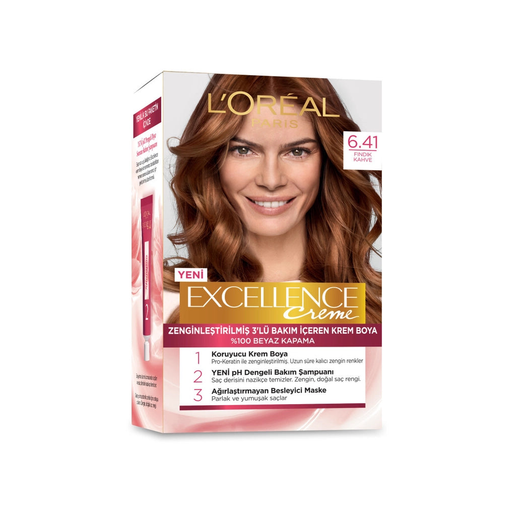 Loreal Paris Excellence Creme Hair Dye - 6.41 Hazelnut Brown