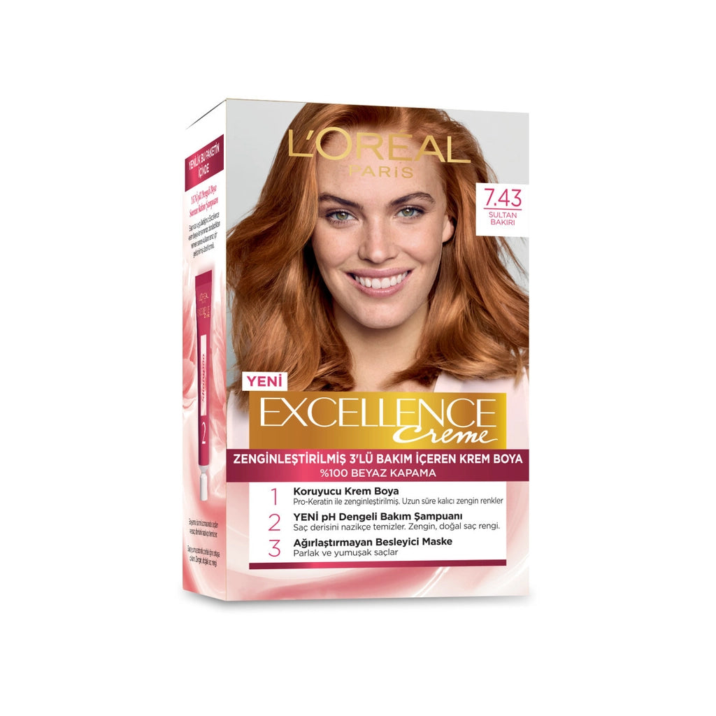 Loreal Paris Excellence Creme Hair Dye - 7.3 Golden Auburn